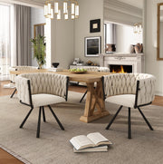Set di 4 sedie da pranzo girevoli in velluto beige