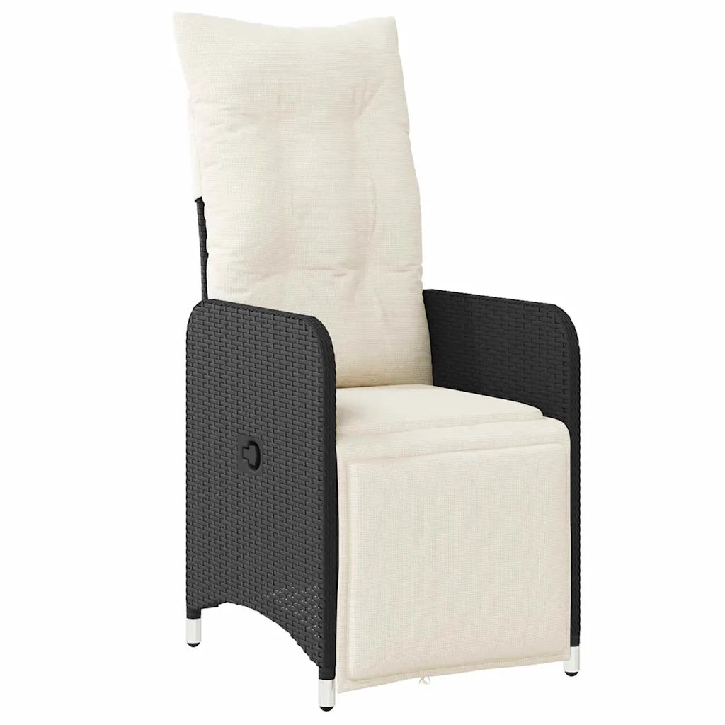 Set da Pranzo per Giardino con cuscino 3 pcs Nero polyrattan