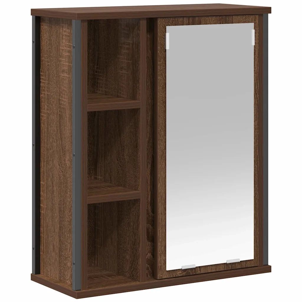 Pensile da Bagno con Specchio Rovere Marrone 50x21x60 cm