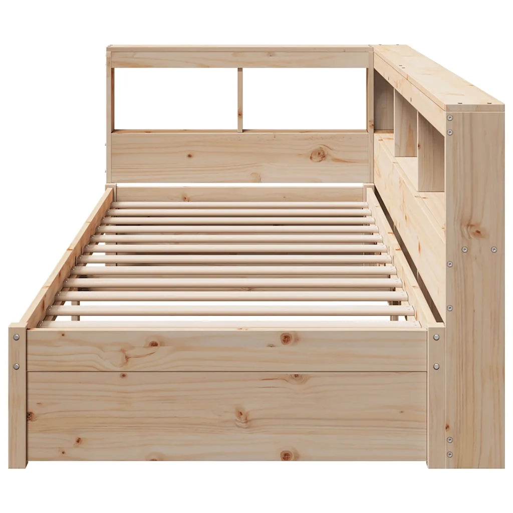 Giroletto con Libreria senza Materasso-Struttura Letto con contenitore 75x190 cm in Legno Pino 160792