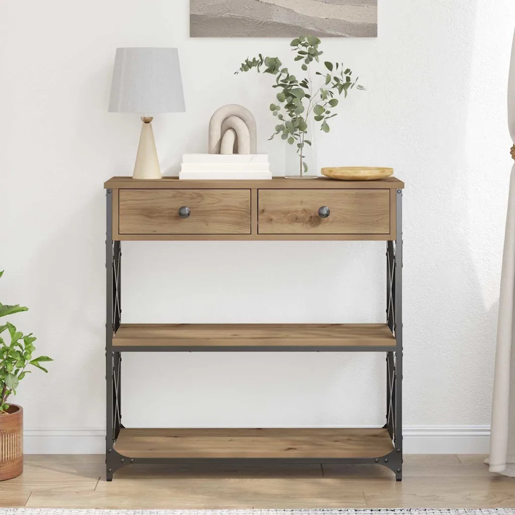 Tavolo Consolle | Tavolo d'Ingresso con cassetto rovere artigianale 75 x 28 x 75 cm