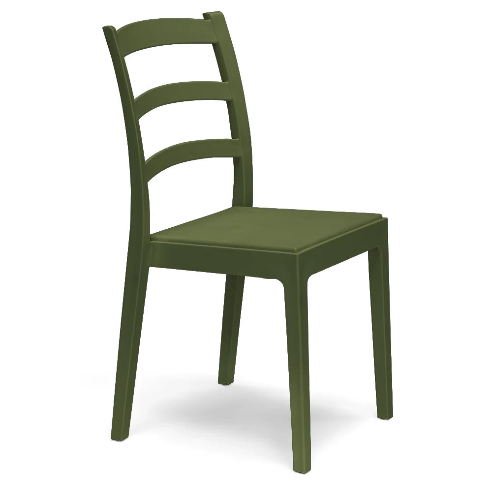 Sedia in polipropilene REA, MADE IN ITALY, impilabile, resistente ai raggi UV, design classico, ideale per sala da pranzo, cucina, sala d’attesa, bar, ristoranti o giardino, colore Verde Oliva