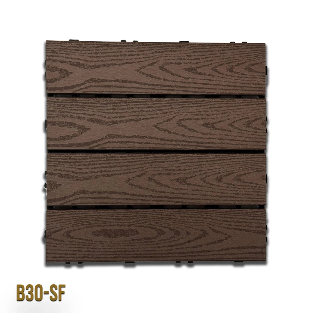 1mq (11 pezzi) di Pavimento Quadrotte in decking WPC da esterno 30X30cm (sp.2cm) inclusa struttura CLICK - B30-SF