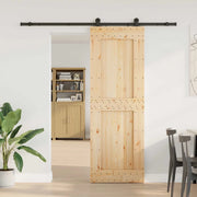 Porta scorrevole NARVIK Naturale e Nero 80 x 210 cm (213,5 cm)