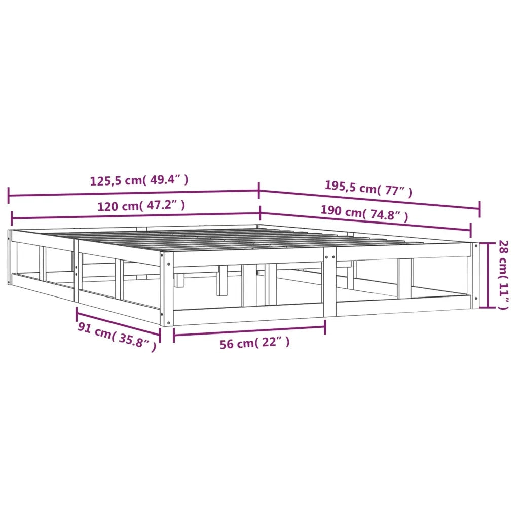 Giroletto-Struttura Letto Nero 120x190 cm Small Double in legno Massello