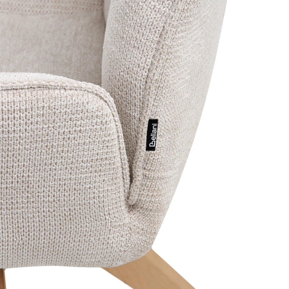 Sedia da pranzo girevole con schienale alto in lino beige chiaro stile scandinavo