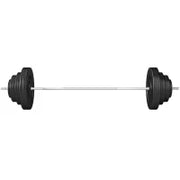 Set di Bilanciere e Dischi da 70 kg totali con 8 Pesi, Bilanciere Palestra Regolabile Antiscivolo in Acciaio, Plastica e Sabbia, Barra Ø25 mm, 170x40.5x40.5cm, Nero