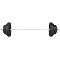 Set di Bilanciere e Dischi da 70 kg totali con 8 Pesi, Bilanciere Palestra Regolabile Antiscivolo in Acciaio, Plastica e Sabbia, Barra Ø25 mm, 170x40.5x40.5cm, Nero