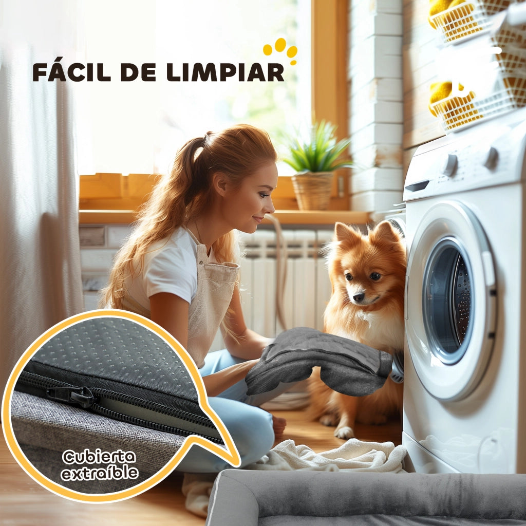 Letto per Cani e Gatti con Fodera Lavabile ¨C Minimal ¨C Grigio 91.5x68.5x16.5 cm