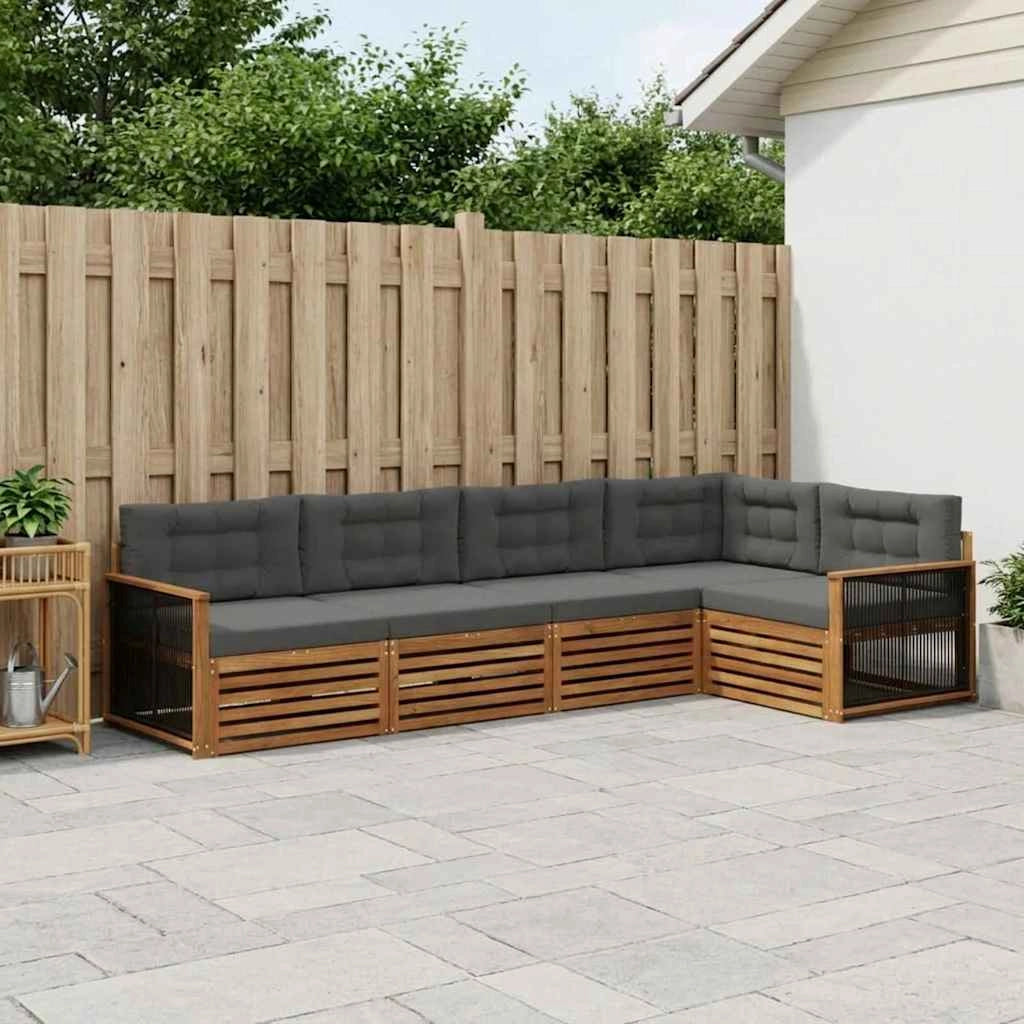 Set di divani da esterno 5 pz Naturale e Antracite 3383355