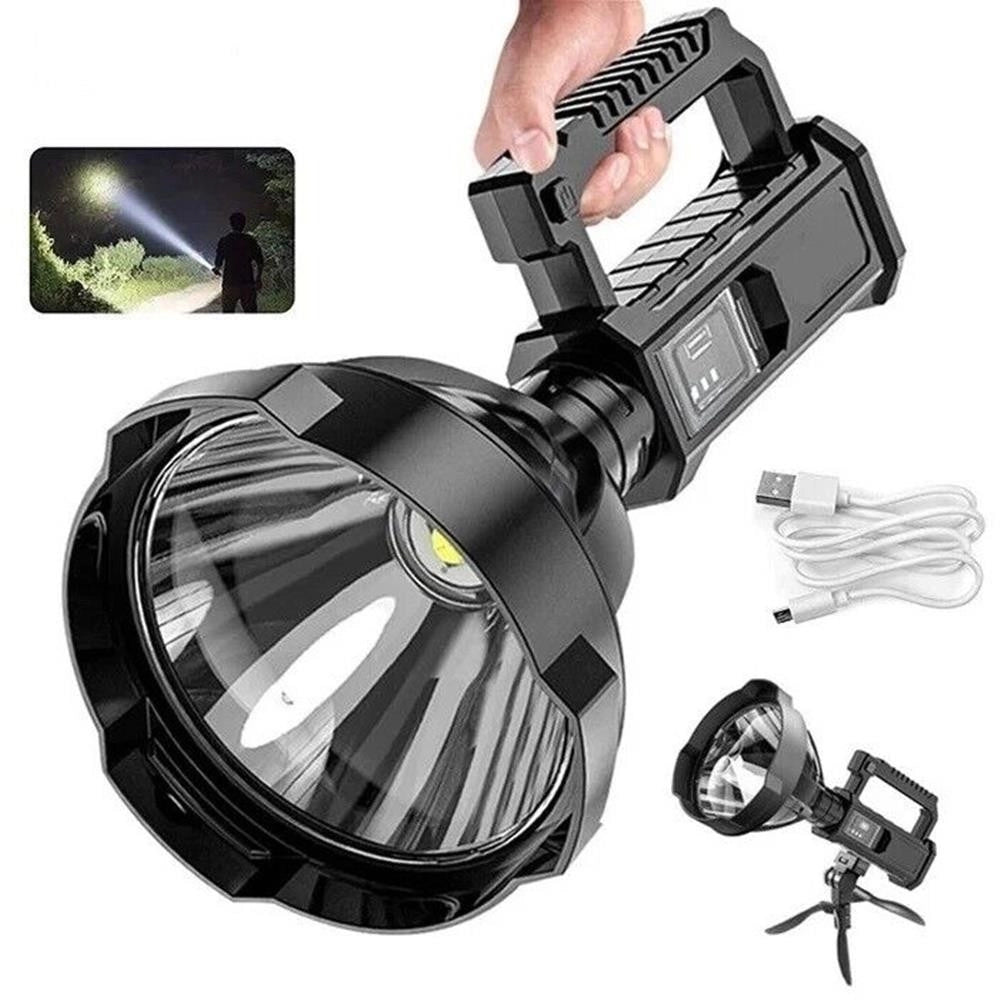 Trade Shop - Torcia A Led Portatile Fo-120 Ricaricabile Usb Con Treppiede Pieghevole Funzione Powerbank -