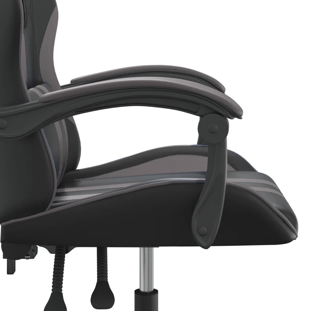 Sedia da Gaming Girevole Nera e Grigia in Similpelle 349523