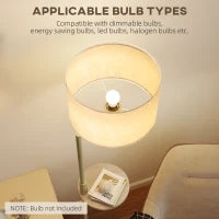 Lampada da Terra Moderna con Mensola, Paralume in Lino, Interruttore a Catena e Porta USB Ø40x170 cm, Oro