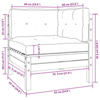 Set Divani da Giardino 3 pz con Cuscini Bianco Massello di Pino 806665