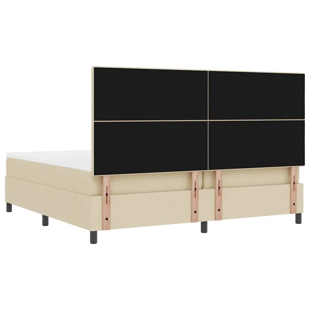 Letto a molle con materasso Crema 200 x 200 cm Tessuto 3339418