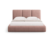Cosmopolitan Design - Letto a cassettone con testiera "Nicolas" 180x200cm in ciniglia rosa 