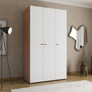 Armadio Camera da Letto Ronco, Guardaroba 3 Ante Appendiabiti, 117x52 cm Bianco Opaco