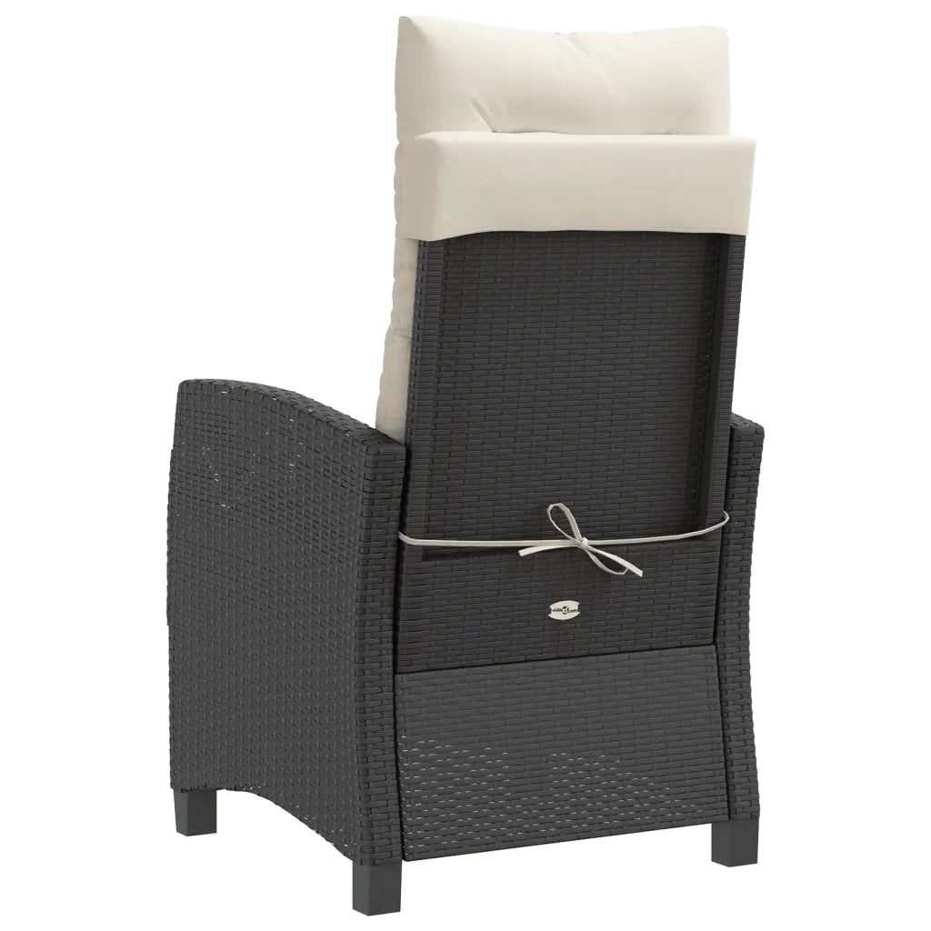 Sedia Reclinabile da Giardino | Sedie da Esterno con Cuscini Nera in Polyrattan