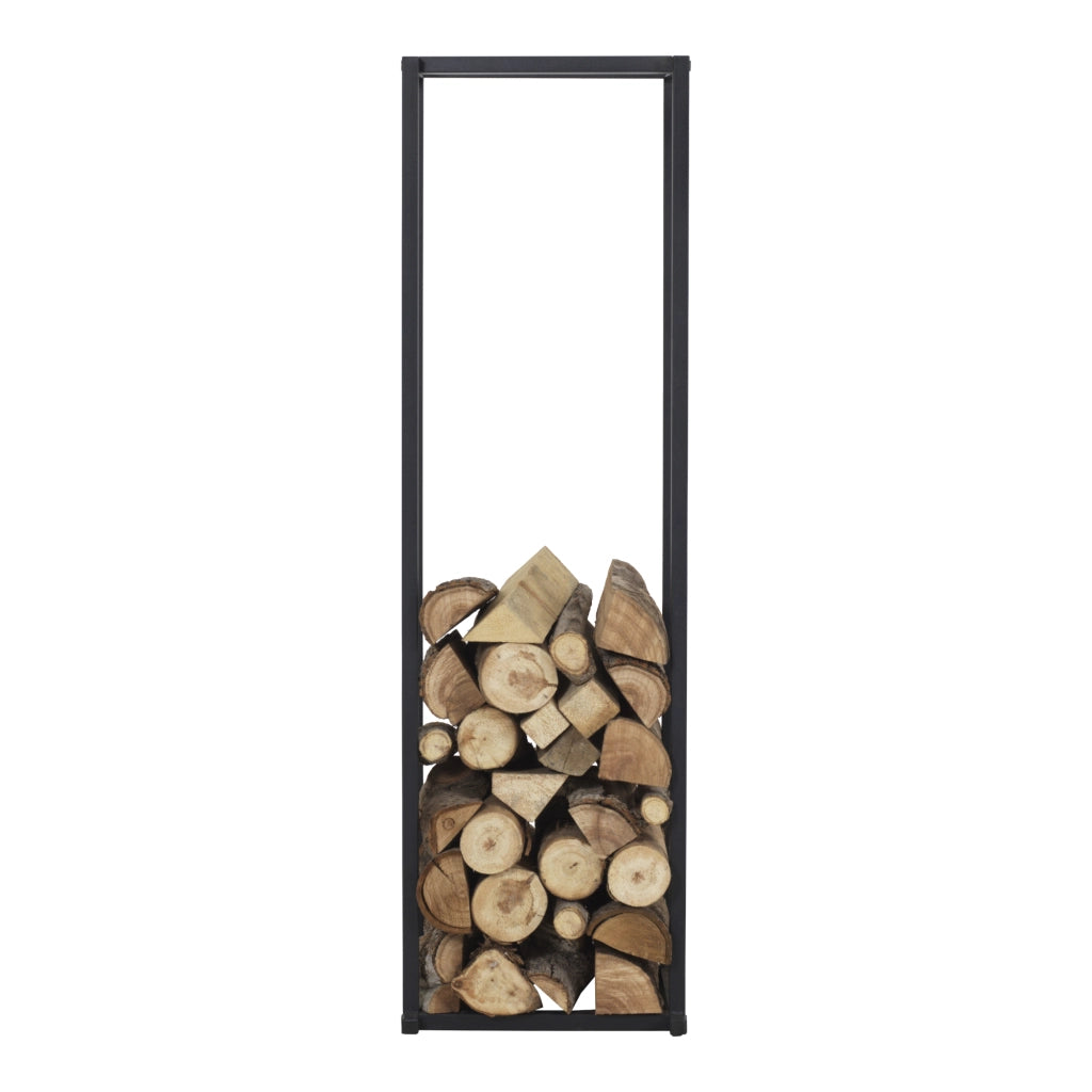 Portalegna 'Tibro' (LxPxA) 35 x 35 x 120 cm Deposito in Acciaio per Legna da Ardere Supporto per Tronchi da Legnaia - Nero [en.casa]