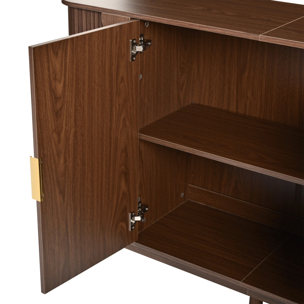 Credenza con 2 ante scorrevoli e ripiano regolabile per soggiorno 140×40×88 cm noce