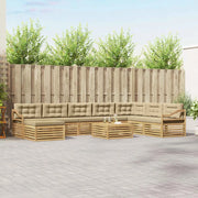 Set di divani da esterno 9 pcs Bianco e Beige Poliestere