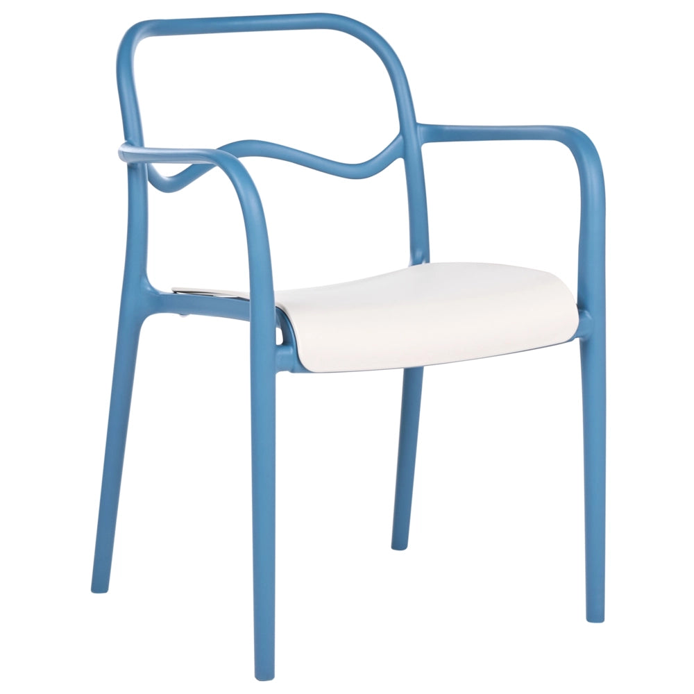 Set di 2 sedie da giardino impilabili in plastica blu e beige stile retrò per tutte le stagioni