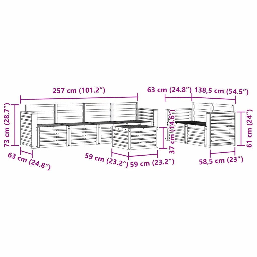 Set di divani da esterno 7 pcs Bianco Legno di Acacia Massello 3391439