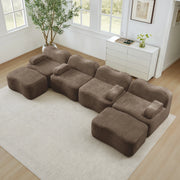 Divano modulare a U 384x167 cm in velluto marrone HOMVRA