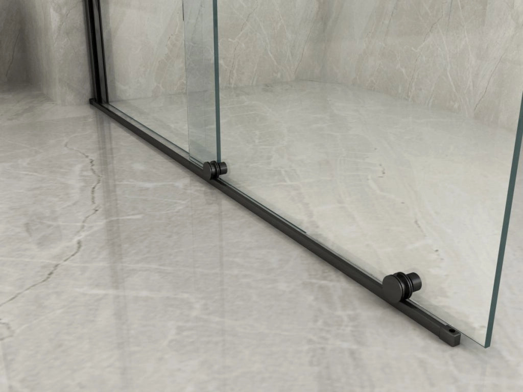 Parete Doccia in Cristallo 8 mm Walk-in con Sistema di porte Scorrevoli Nero - Misura: 160 x h195 cm