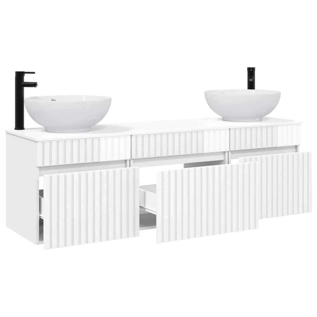 Set di Armadi da Bagno 3 pz Bianco Lucido 49 x 44,5 x 66,5 cm 3405761
