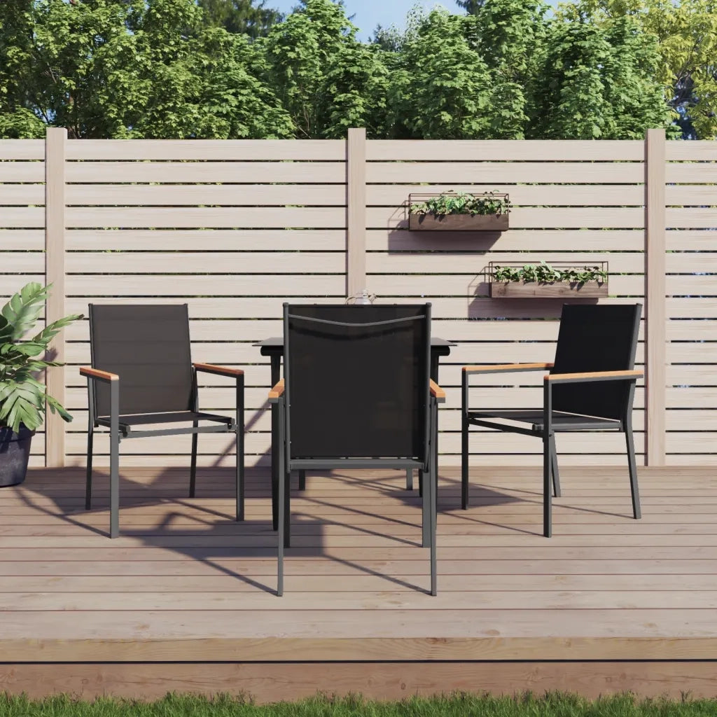 Set da Pranzo da Giardino 5 pz | Set Salotto da Giardino Nero in Textilene e Acciaio