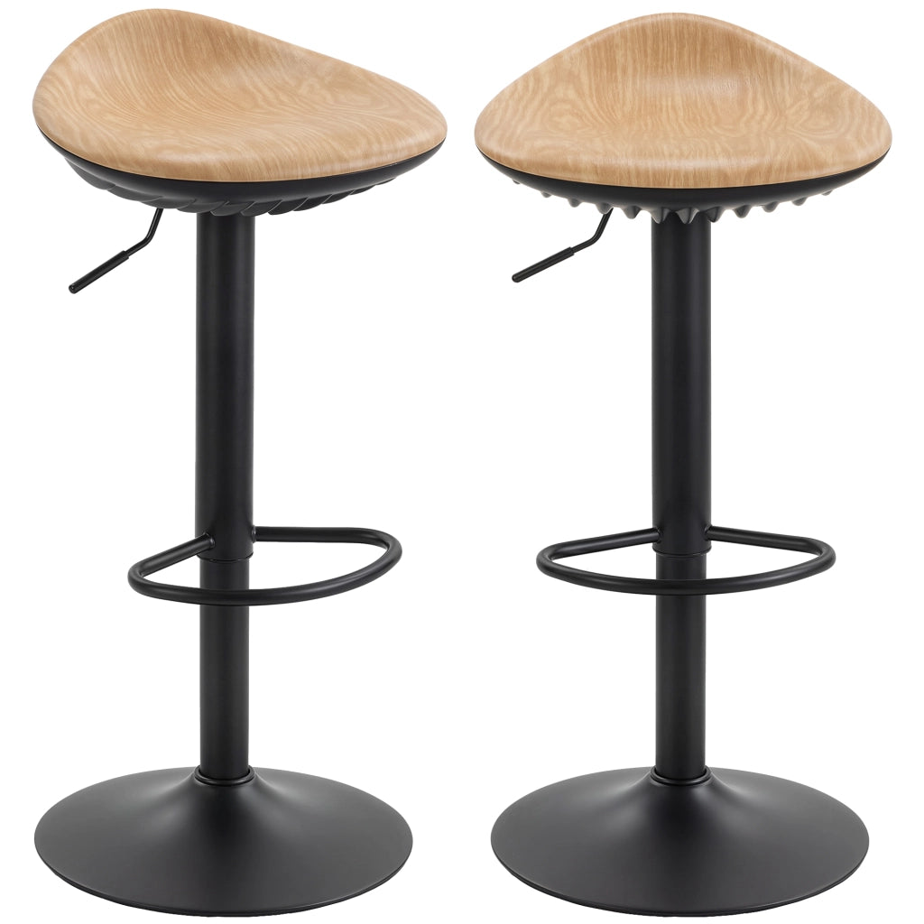 Sgabelli da Bar Regolabili in Altezza ¨C Minimal ¨C 2 Pezzi, Base in Acciaio, Quercia