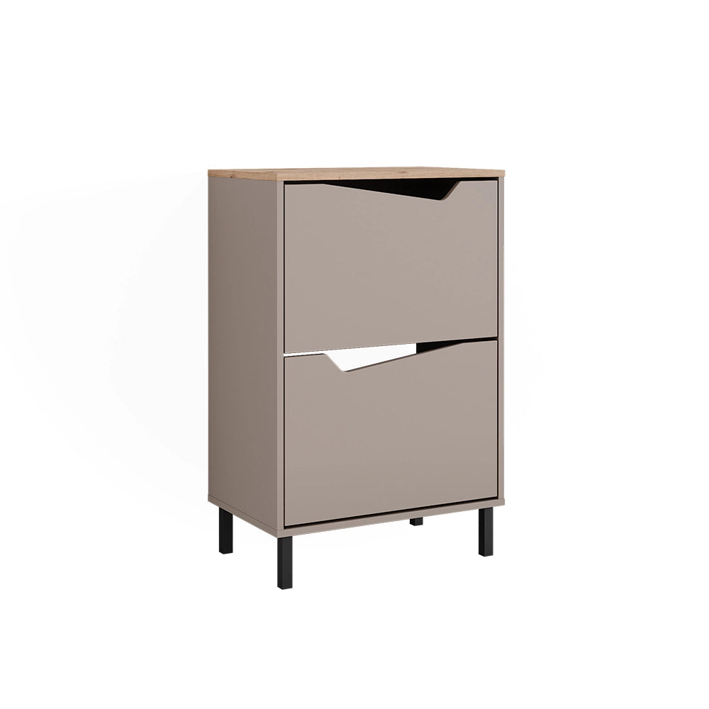 Vicco Scarpiera da ingresso Greige/rovere artigianale 60 x 91.6 cm con 2 scomparti