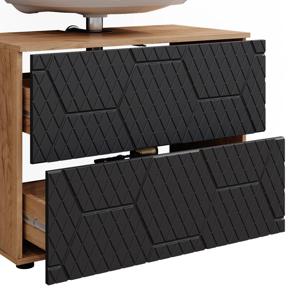 Vicco Set mobili bagno Antracite con struttura a nido d'ape 4 pezzi, con cassettiera e mobile midi