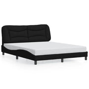 Letto matrimoniale | Letto per adulti | Giroletto senza Materasso Hvar Nero 160x200 cm in Tessuto
