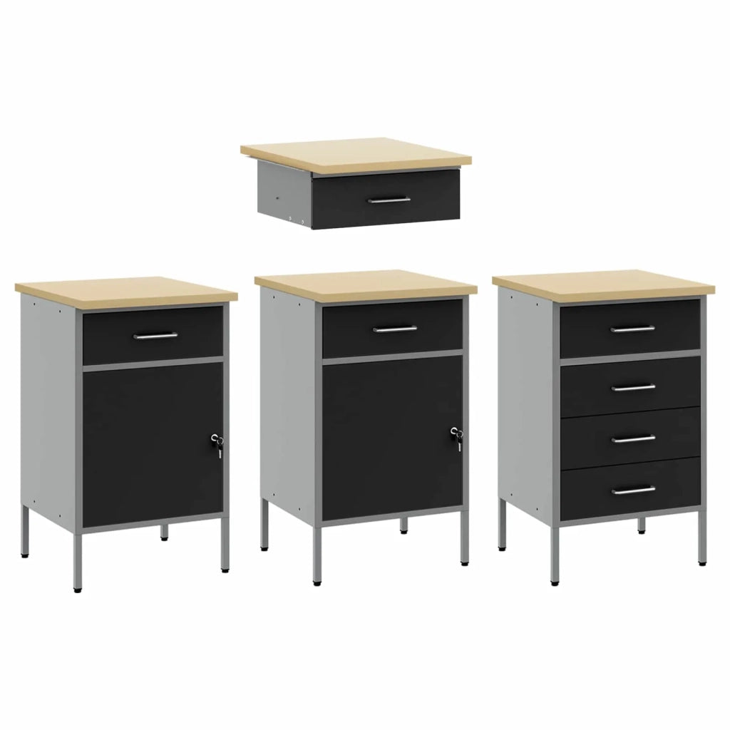 Mobile da lavoro 10 pcs Nero Legno ingegnerizzato e acciaio 3321478