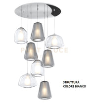 SOSPENSIONE BIANCO 8 LUCI TONDA VETRI (ALPHA 2X TR) (BETA 2X TR) (GAMMA 4X FU) 1176BI-S8 T ABG-TF