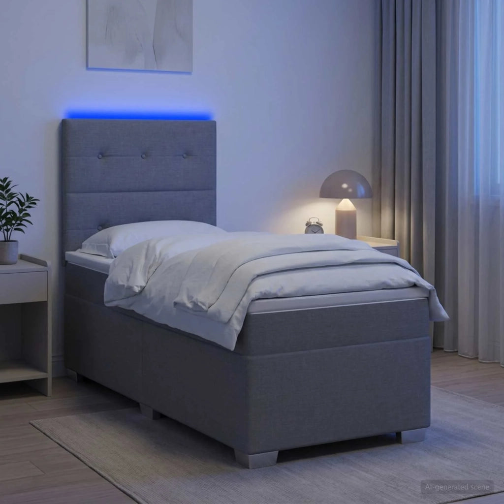 Letto box spring con materasso Grigio Chiaro 90 x 190 cm 3454761