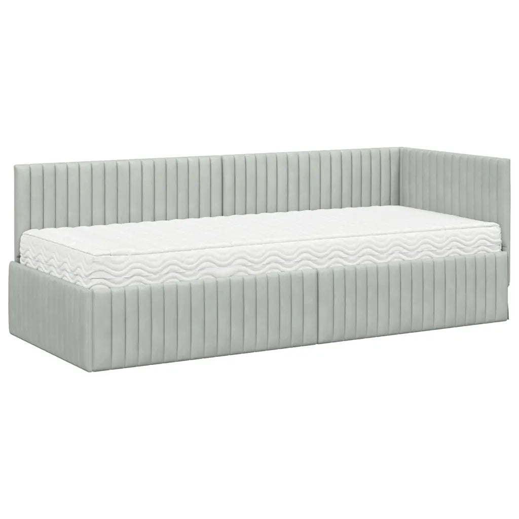 Struttura Letto Angolare con Materasso 2 pcs Grigio chiaro