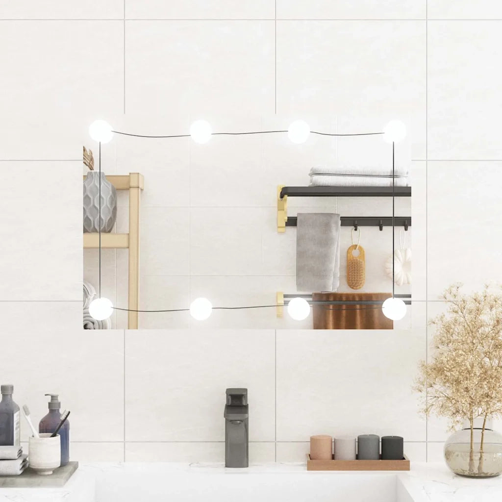 Specchio da Parete con Luci LED 40x60 cm Vetro Rettangolarecod mxl 76889