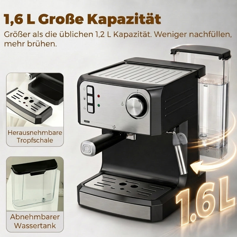Macchina per caff¨¨ espresso, 20 bar con montalatte, serbatoio dell'acqua da 1,6 litri, nera