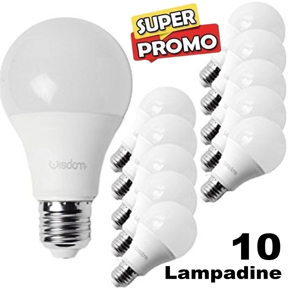 Trade Shop - Kit Da 10 Lampadine Led E27 Da 12w Luce Bianco Freddo Caldo Classe A - -bianco Naturale      -