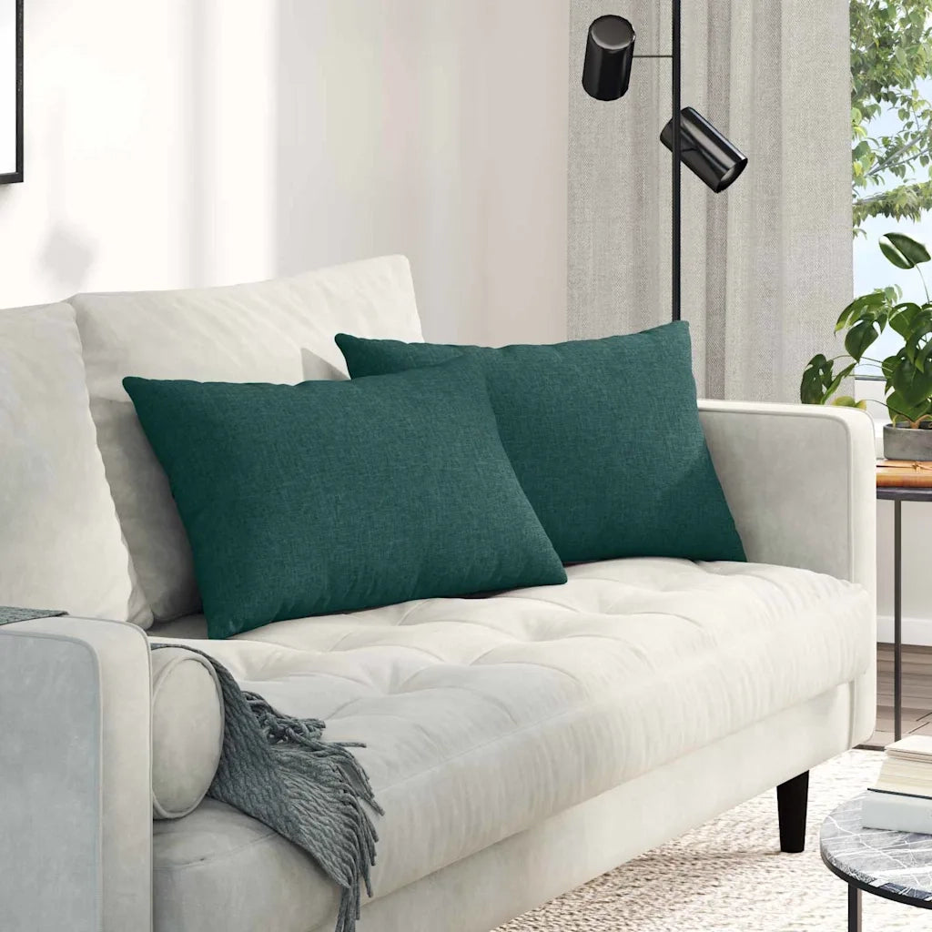 Cuscini da Divano 2 pz-Set di 2 Cuscini per Sofa Verde Scuro 60 x 40 cm Tessuto