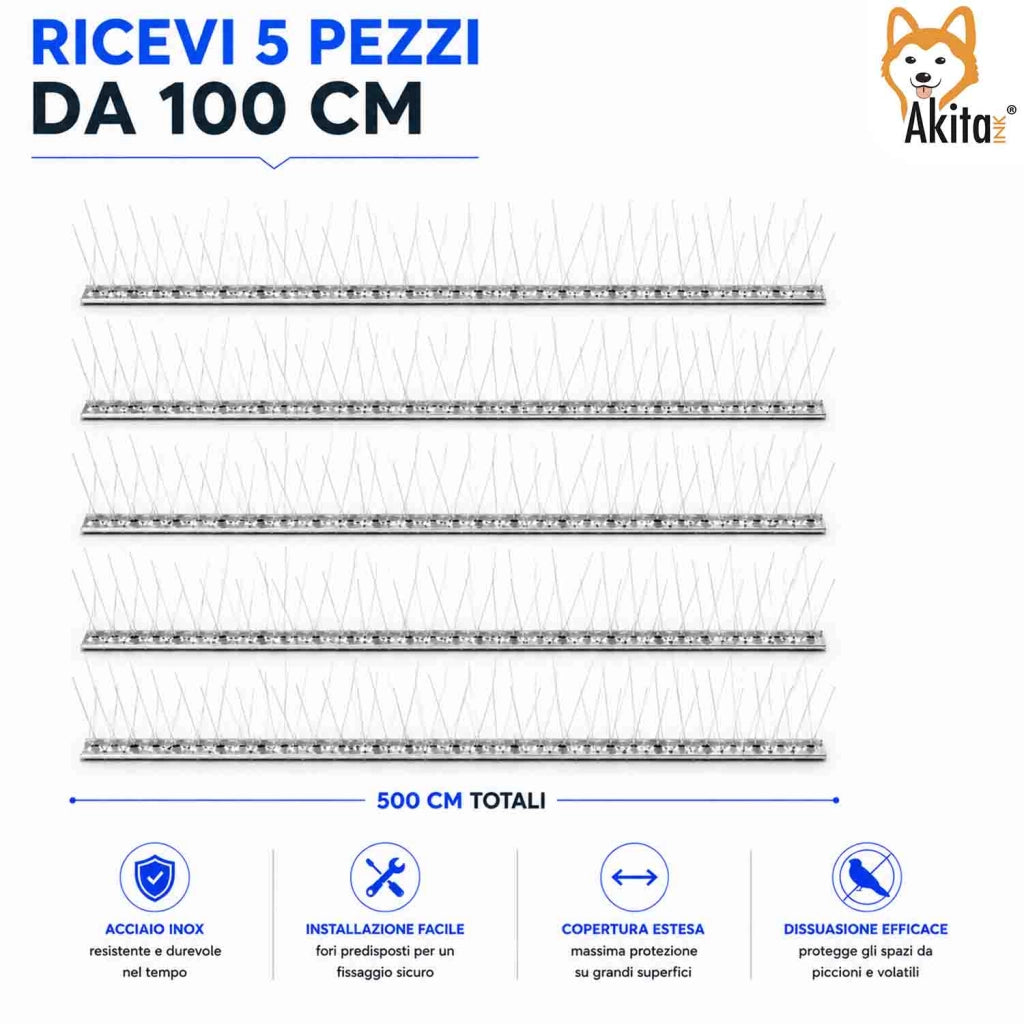 Akitaink Dissuasore per Piccioni Acciaio Inox 5 Metri