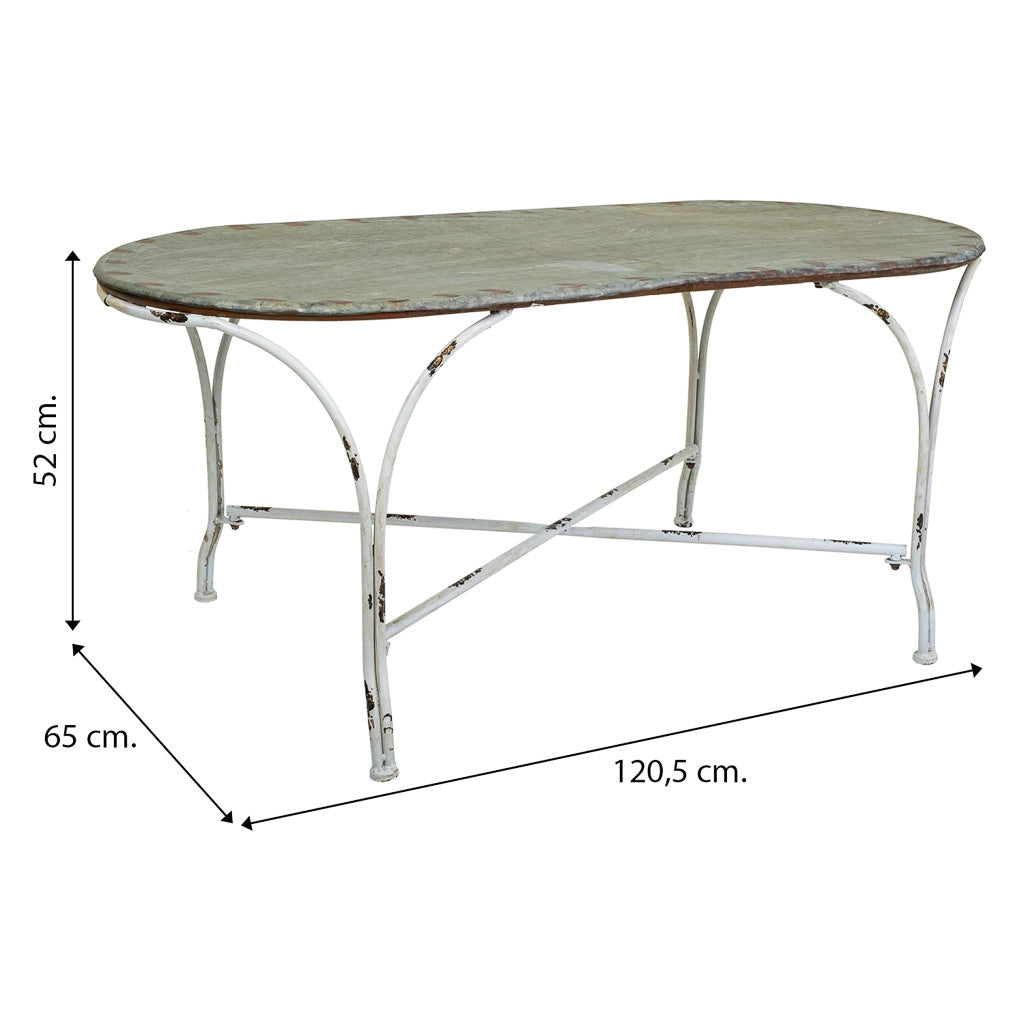 Tavolino in metallo 120,5x65x52h cm grigio