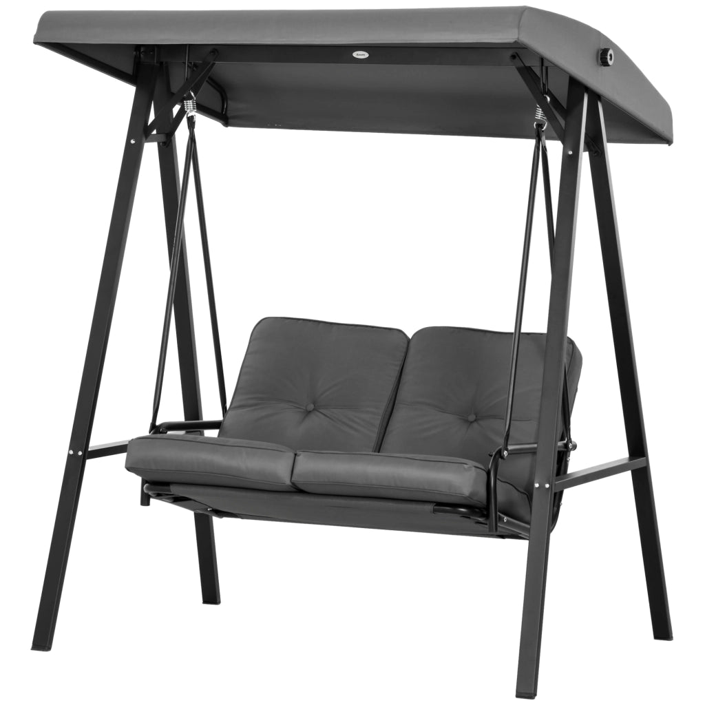Altalena da Giardino 2 Posti con Tetto Regolabile ¨C zephmum ¨C Grigio Scuro 145x116x172 cm
