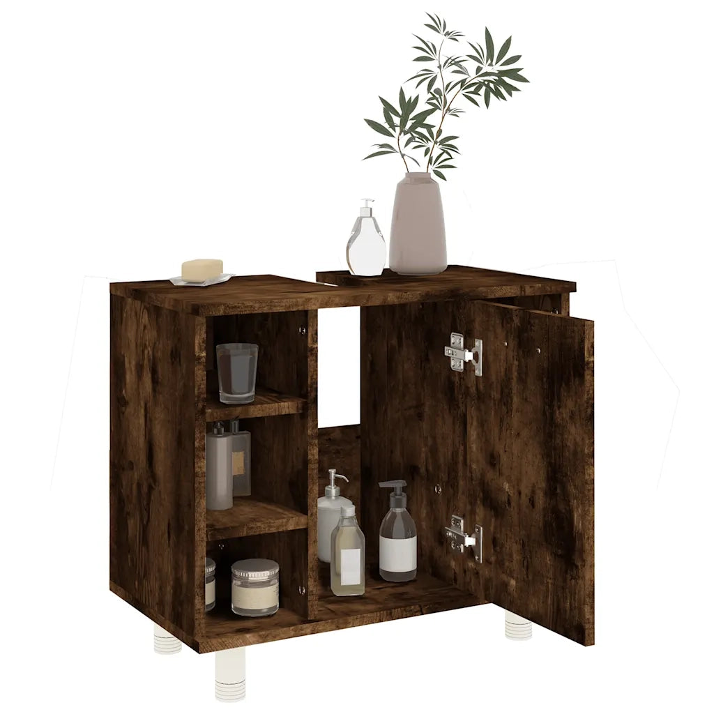 Armadietto Bagno Rovere Fumo 60x32x53,5 cm in Legno Multistrato 826372