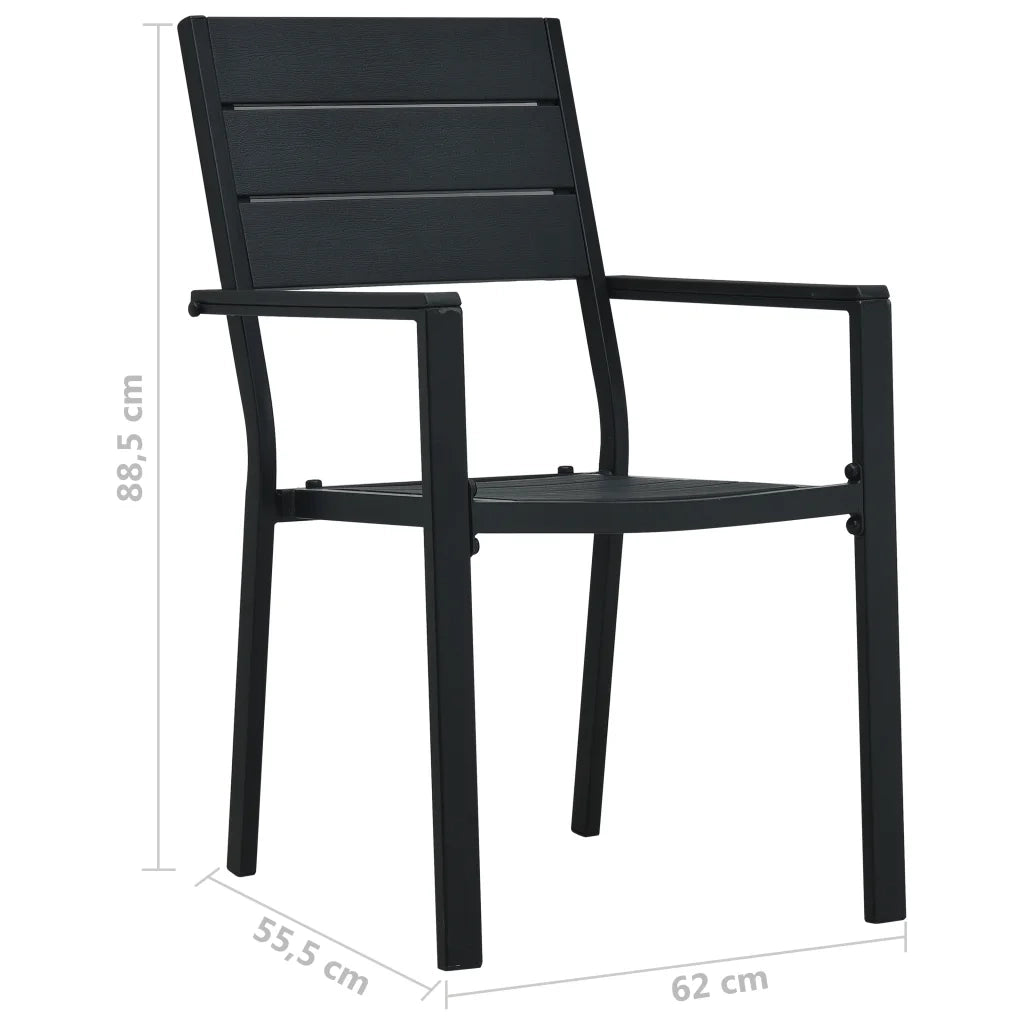 Sedie da Giardino 2 pz | Sedie da Esterno Nere in HDPE Aspetto Legno