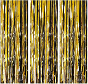 Set di tende metalliche da 3 - Decorazione scintillante - Fondale per festa - 1 x 2,5 m - Materiale PET - Tende decorative