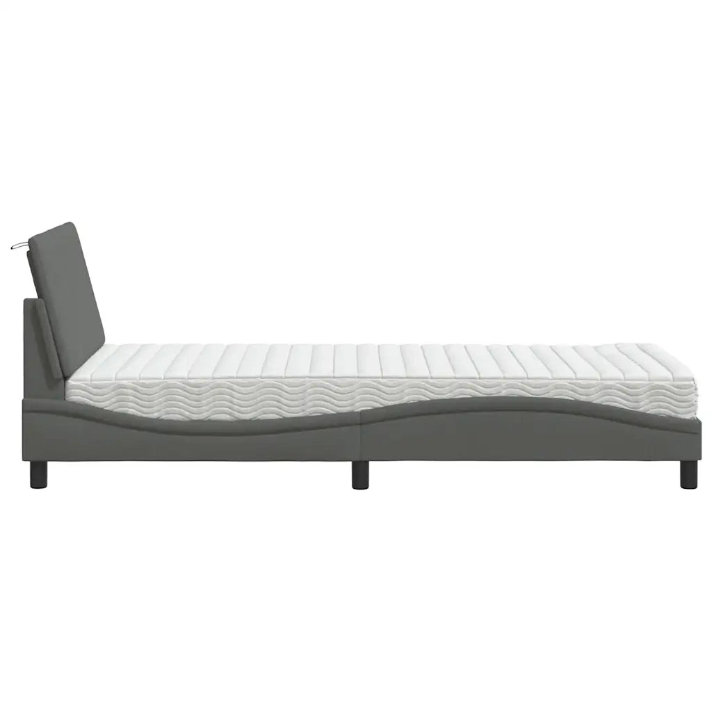 Letto con Materasso Hanko Grigio Scuro 90x200 cm in Tessuto 3310504